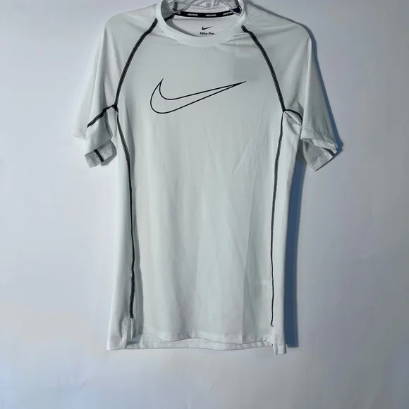 Nike Pro Dri Fit Men’s Short Sleeve Slim Fit Shirt Small White - Picture 2 of 4